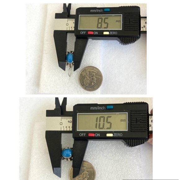 Sterling Silver 925 Thai Oval Bezel Set Denim Lapis Dangle Drop Earrings - Picture 9 of 16